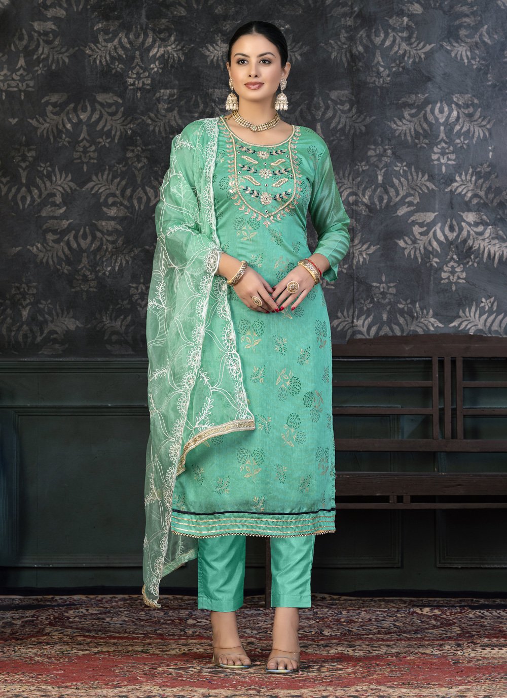 Safaa Women Cotton Woven Chikankari Design Unstitched Dress Material With  dupatta