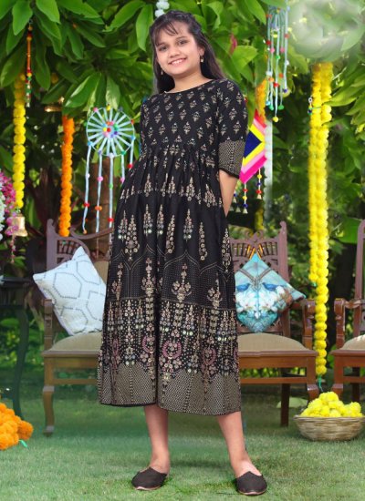 Alluring Rayon Black Gown 