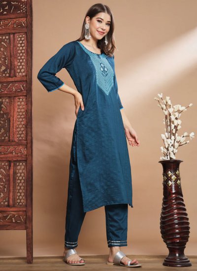 Angelic Embroidered Teal Pant Style Suit 