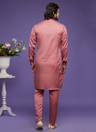 Art Banarasi Silk Kurta Pyjama in Rose Pink