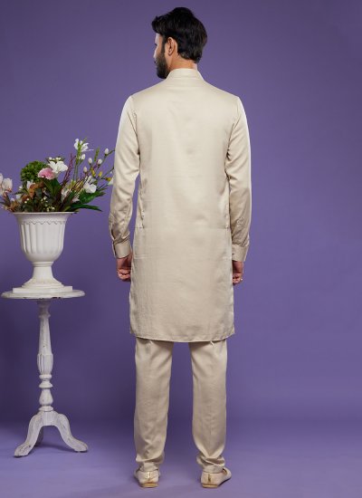 Art Banarasi Silk Thread Work Beige Kurta Pyjama