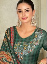 Attractive Green Digital Print Viscose Pant Style Suit