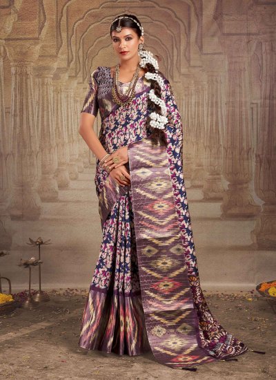 Auspicious Print Tussar Silk Casual Saree