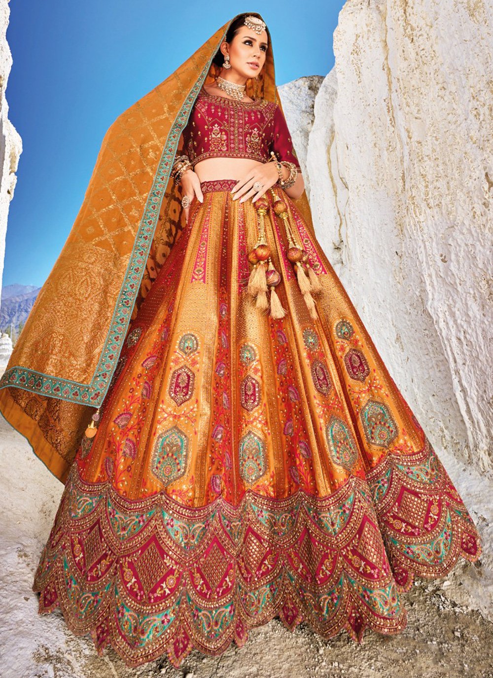 Semi-Stitched silk Ladies Red Bridal Lehenga, With Choli And Dupatta, Net  at Rs 65000 in Nagpur