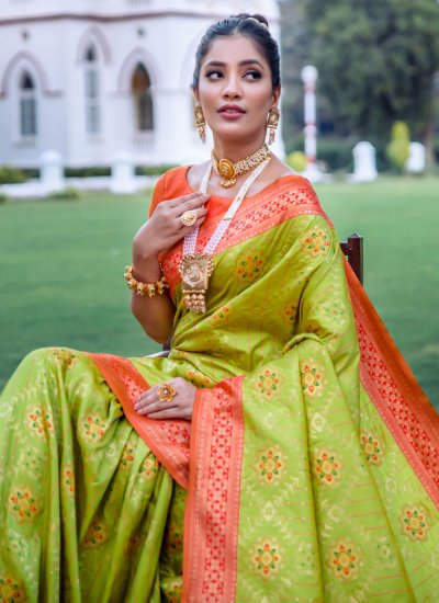 Banarasi Silk Woven Saree in Green