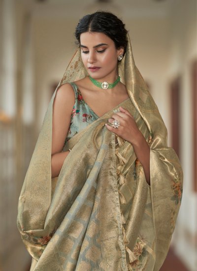Beige Color Designer Traditional Saree