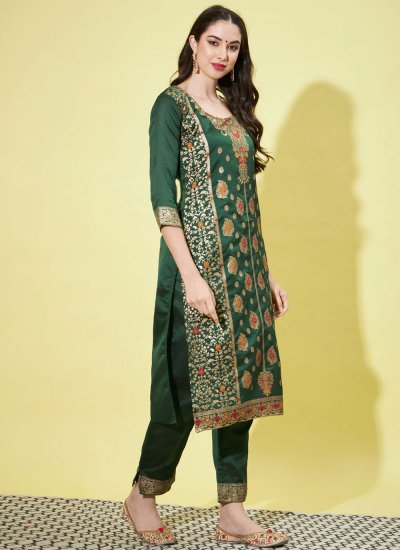 Best Cotton Silk Green Readymade Salwar Suit