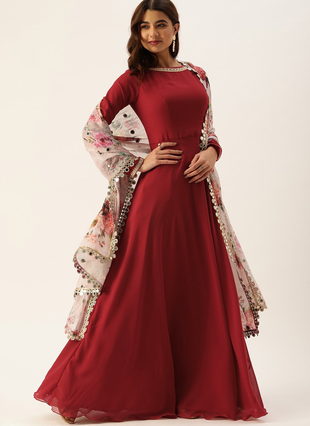 Rayon Embroidered Long Anarkali Gown with Heavy Embroidery Work in best  Color Match, 3/4 Sleeve at Rs 699 in Surat