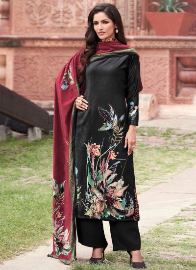 Black Digital Print Ceremonial Trendy Salwar Suit