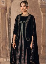 Black Reception Velvet Trendy Salwar Suit