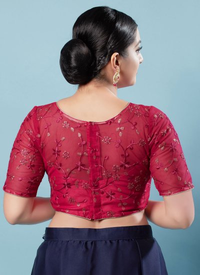 Blouse Embroidered Net in Red