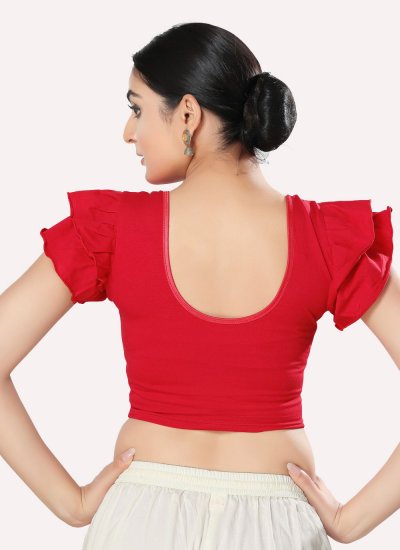 Blouse Plain Cotton Lycra in Red