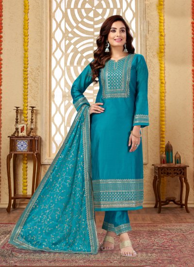 Blue Ceremonial Designer Salwar Suit