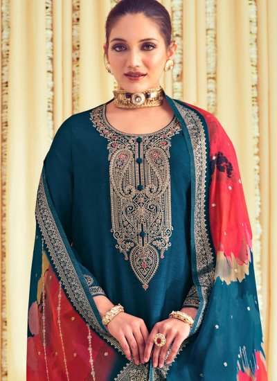 Blue Ceremonial Trendy Salwar Kameez