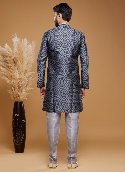 Blue Embroidered Indo Western
