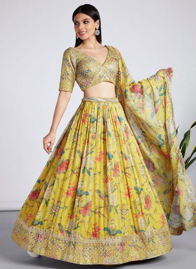Buy Multi Colour Silk Designer Lehenga Choli Online