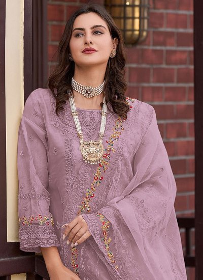 Catchy Khatli Work Purple Pakistani Salwar Suit 