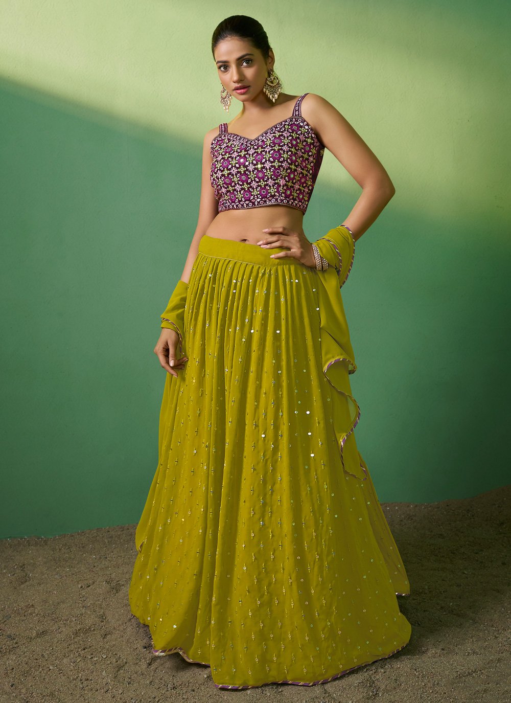 Green Blouse And Lehenga Set – Estie Couture