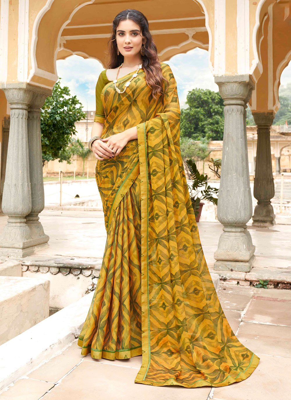 Organza Sarees in Yellow Colours [Catchy & Simple Styles]
