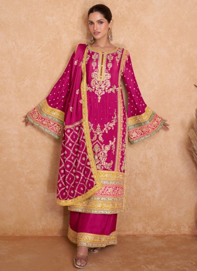 Chinon Pink Palazzo Salwar Suit