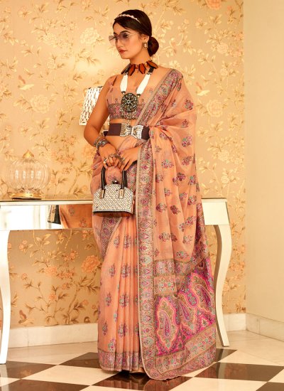 Classic Saree Woven Silk in Orange