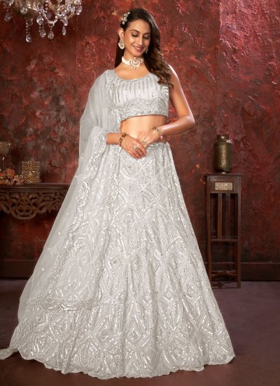 Buy Grey Sequin Georgette Party Wear Lehenga Choli Online from EthnicPlus  for ₹2549