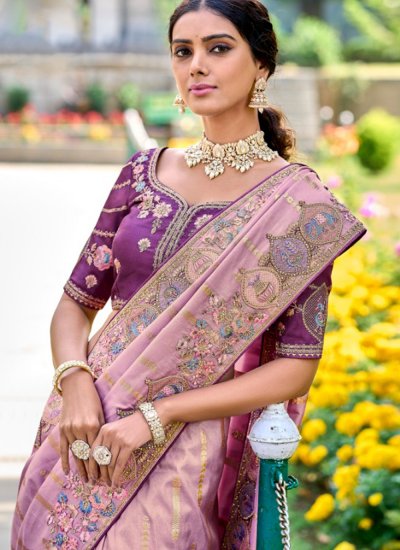 Competent Pink Contemporary Saree