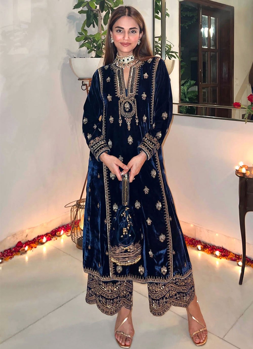 Blue Faux Georgette Pakistani Churidar Suit – Mehak Boutique