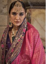 Contemporary Saree Weaving Banarasi Silk in Pink