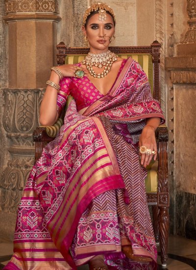 Contemporary Saree Weaving Banarasi Silk in Purple