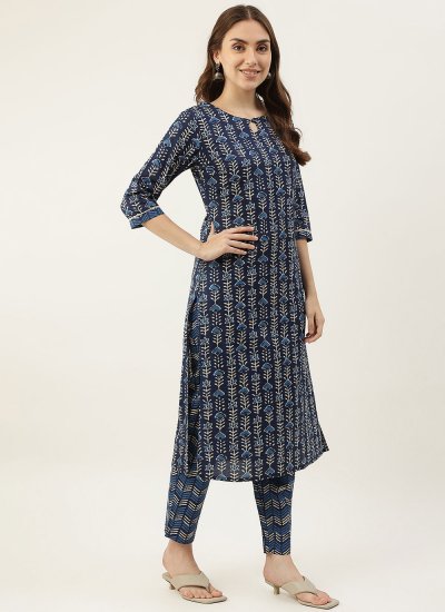 Cotton Pant Style Suit in Blue