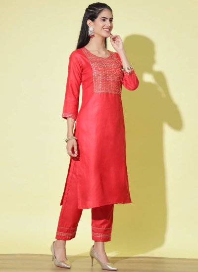 Cotton Red Pant Style Suit