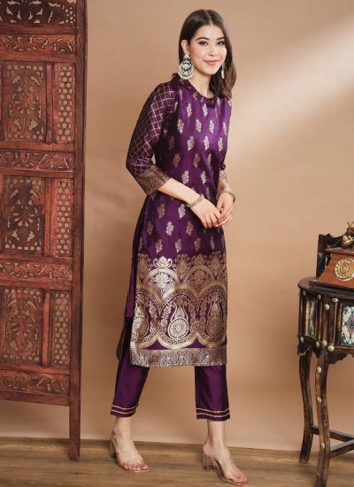 Cotton Silk Purple Salwar Kameez