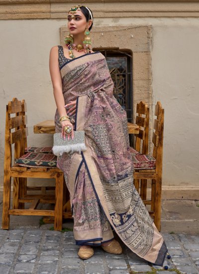 Customary Multi Colour Digital Print Silk Contemporary Saree