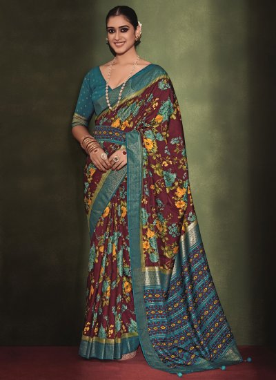 Dashing Tussar Silk Ceremonial Printed Saree