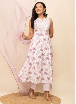 Demure Cotton White Readymade Suit