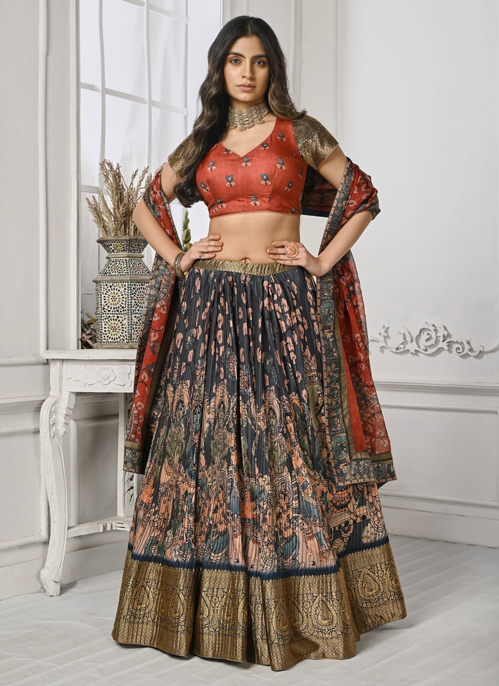 Multi-Colored Raw Silk Embroidered Lehenga Set Design by Angad Singh at  Pernia's Pop Up Shop 2024