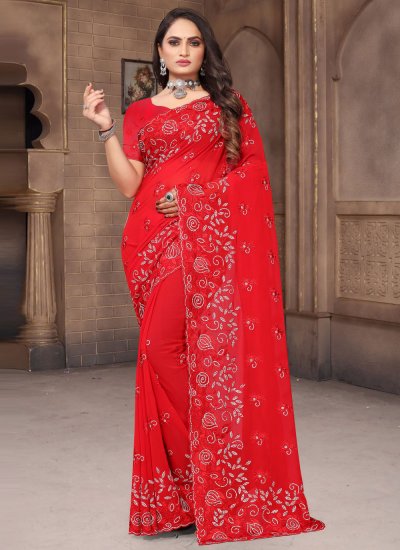 Buy Ivory Mukeish Work Saree with Scalloped Border Paired with Mirror and Cutdana  Work Blouse and a Lycra Petticoat by SAWAN GANDHI at Ogaan Online Shopping  Site