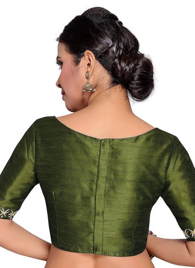 Dupion Silk Designer Blouse in Green