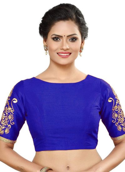 Dupion Silk Plain Blue Designer Blouse