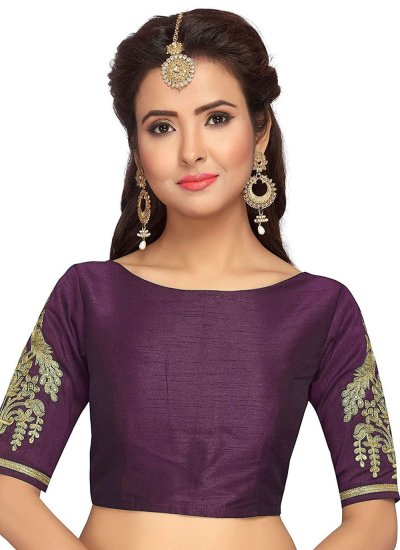 Dupion Silk Purple Designer Blouse