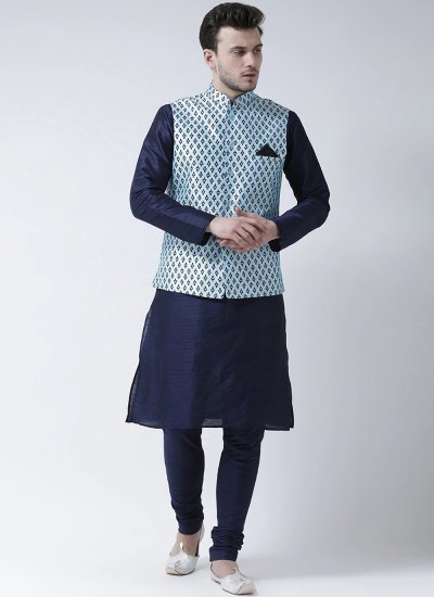 Dupion Silk Turquoise Nehru Jackets