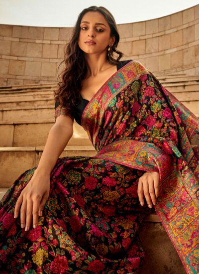 Entrancing Silk Multi Colour Designer Saree
