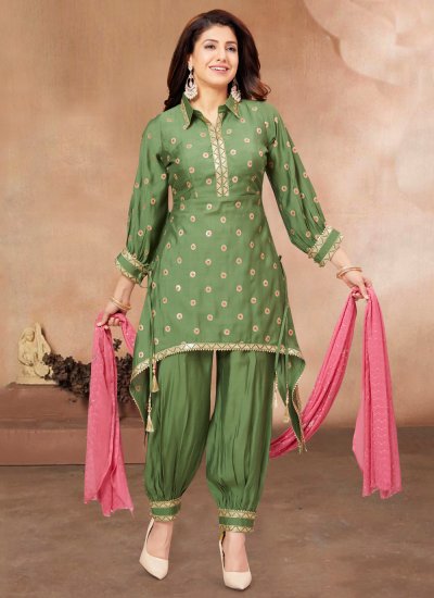 Epitome Green Silk Trendy Salwar Kameez