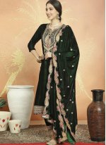 Ethnic Embroidered Velvet Pant Style Suit