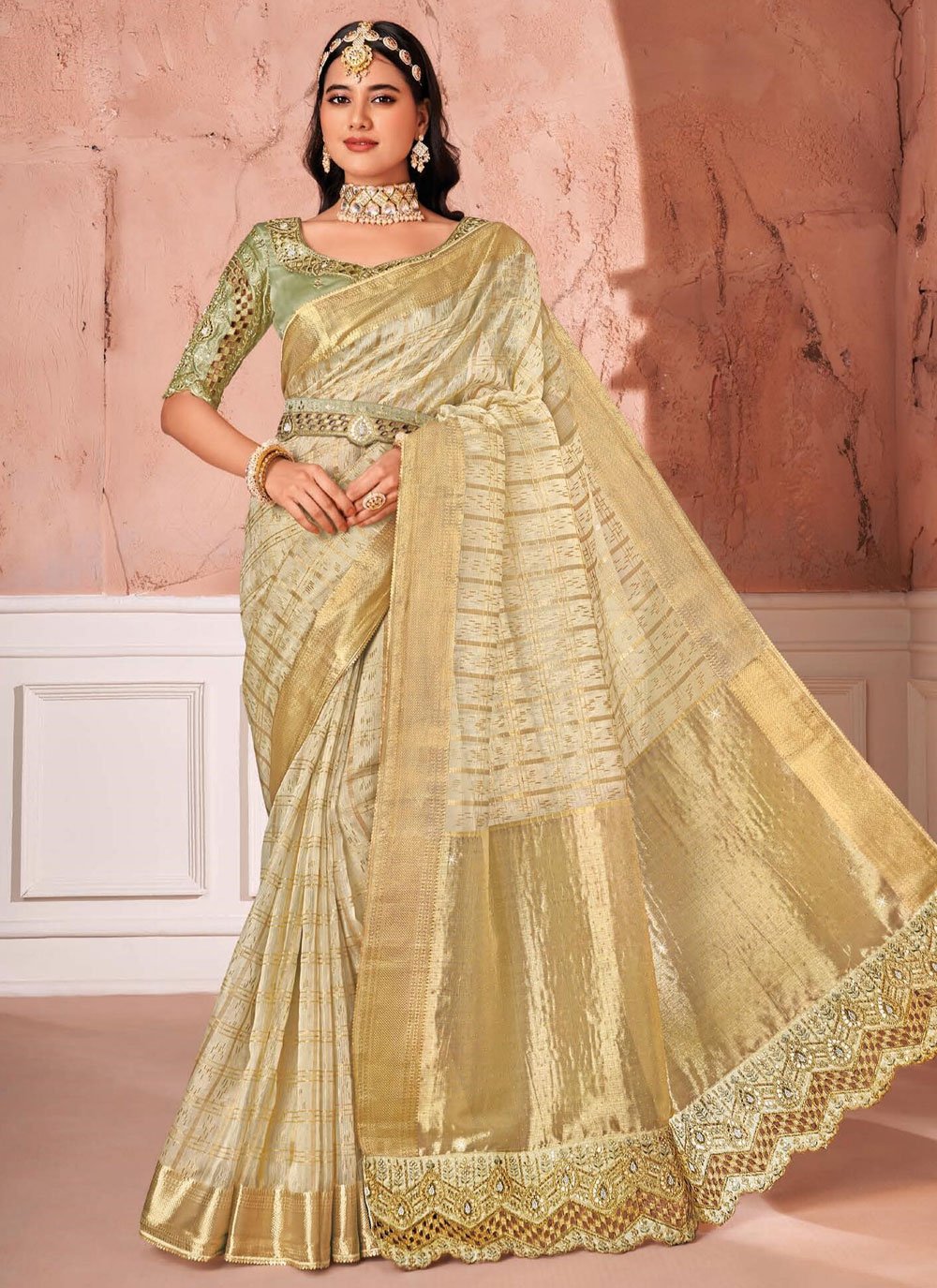 Your Dream Wedding Look With This Saree Banarasi Sarees for Intimate and  Big Fat Indian Weddings Green Saree Designer Saree - Etsy