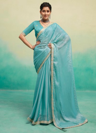 Exciting Embroidered Chiffon Satin Trendy Saree