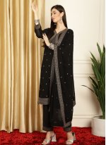 Exciting Embroidered Georgette Black Designer Salwar Suit
