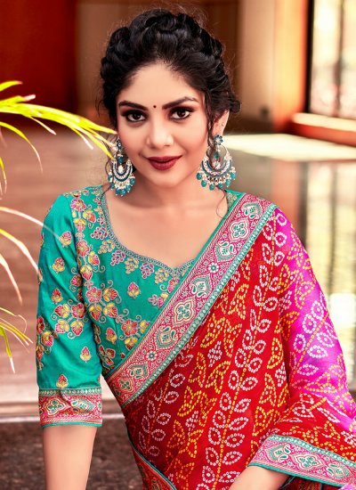 Fabulous Multi Colour Bandhej Trendy Saree