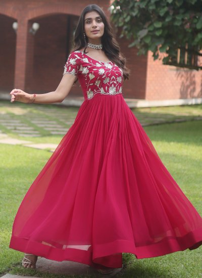 Faux Georgette Embroidered Rani Designer Gown